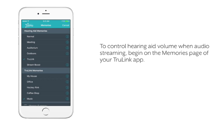 How to adjust hearing aid audio when streaming